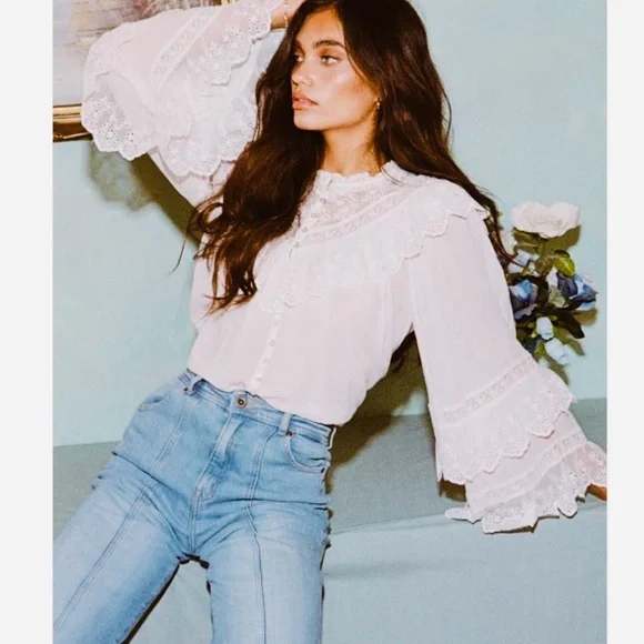 🆕✨ ELLA LACE Spell & The Gypsy Blouse White - Picture 8 of 8